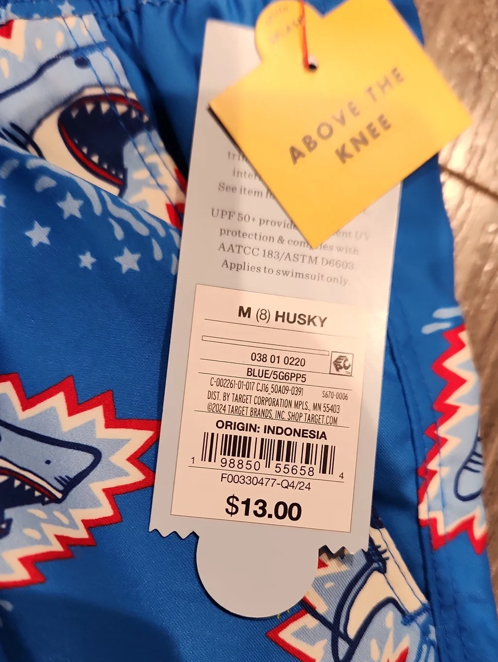 NWT Cat & Jack Sharks UPF 50+ Husky Boys Sz M (8) Swimtrunks